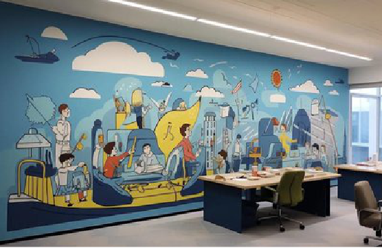 修文办公室墙绘的特点。